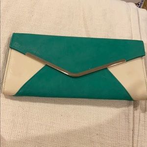 Teal and Cream Envelope Purse.